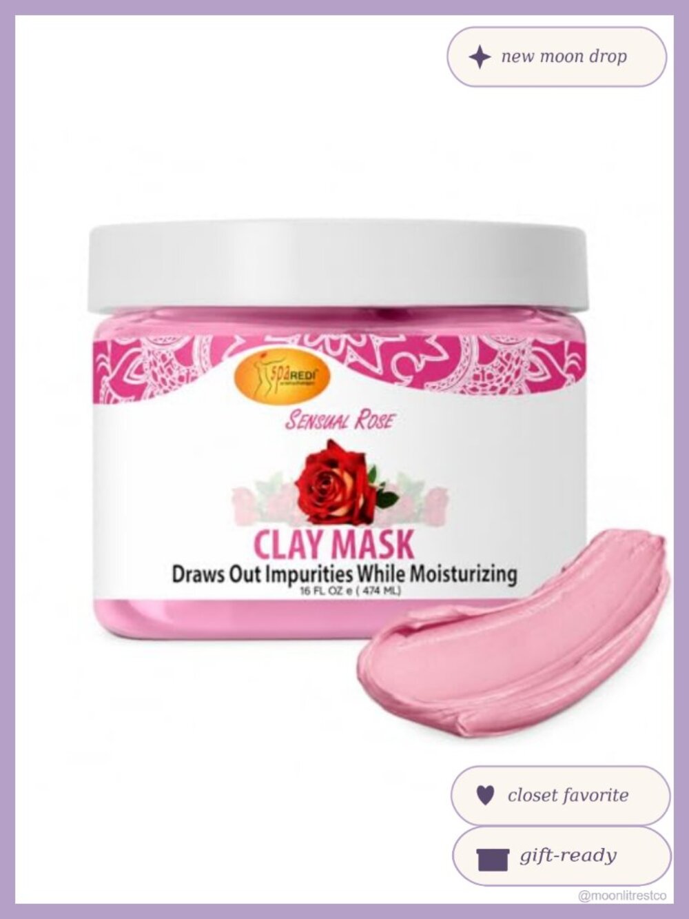 Spa Redi Rose Clay Body Mask Deep Moisturizing 16 oz Pedicure